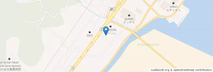 Mapa de ubicacion de 長府警察署 en Jepun, 山口県, 下関市.