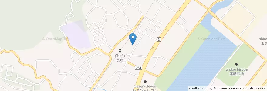 Mapa de ubicacion de 長府駅前郵便局 en ژاپن, 山口県, 下関市.