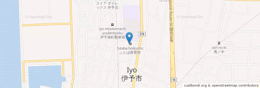 Mapa de ubicacion de ふたば保育所 en Japan, Präfektur Ehime, 伊予市.