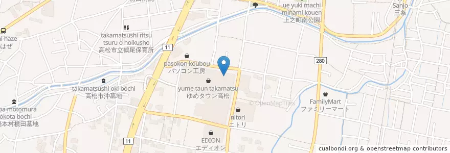 Mapa de ubicacion de ゆめタウン高松内郵便局 en Japon, Préfecture De Kagawa, 高松市.