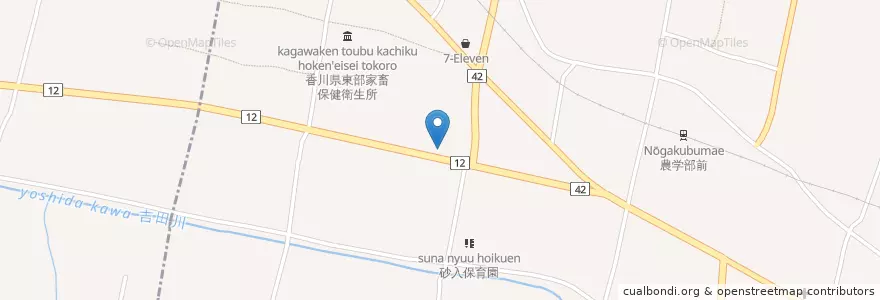 Mapa de ubicacion de 三木郵便局 en Japan, Kagawa Prefecture, Kita County, Miki.