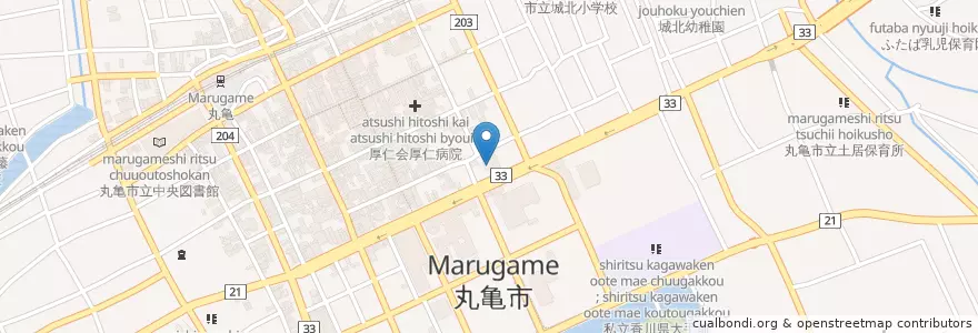 Mapa de ubicacion de 三樹会丸亀第一病院 en Jepun, 香川県, 丸亀市.