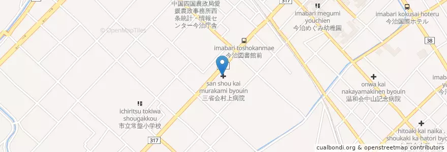 Mapa de ubicacion de 三省会村上病院 en Japan, Präfektur Ehime, 今治市.