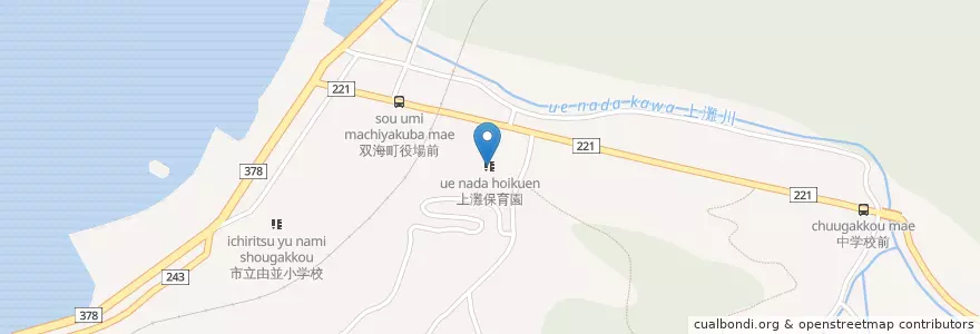 Mapa de ubicacion de 上灘保育園 en 日本, 愛媛県, 伊予市.