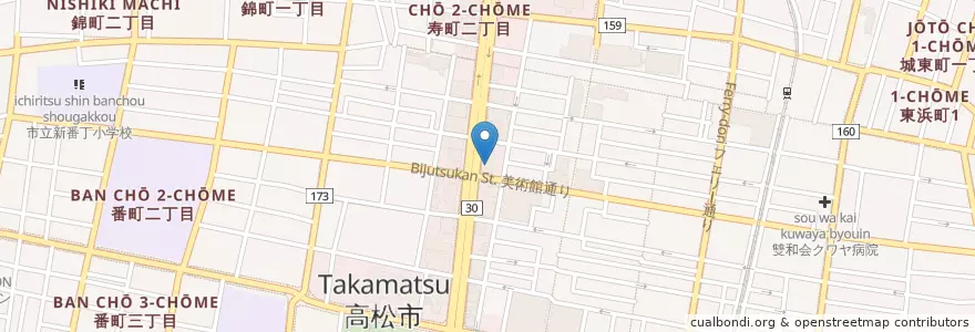 Mapa de ubicacion de 中小企業金融公庫 en ژاپن, 香川県, 高松市.