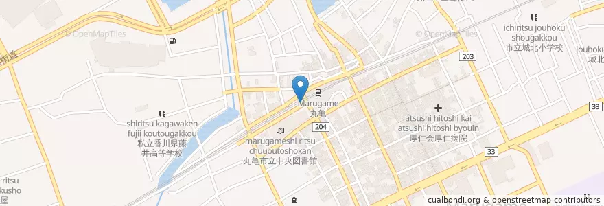 Mapa de ubicacion de 丸亀警察署丸亀駅前交番 en Japão, 香川県, 丸亀市.