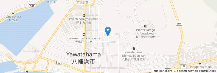 Mapa de ubicacion de 八幡浜浜之町郵便局 en Japon, Préfecture D'Ehime, 八幡浜市.