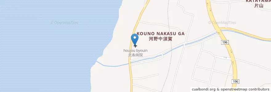 Mapa de ubicacion de 北条病院 en Japan, 愛媛県, 松山市.