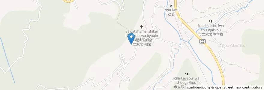 Mapa de ubicacion de 双岩保育所 en 日本, 愛媛県, 八幡浜市.