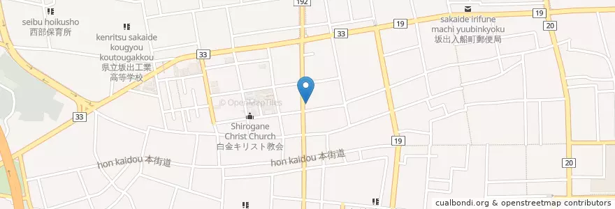 Mapa de ubicacion de 坂出白金町郵便局 en Japão, 香川県, 坂出市.
