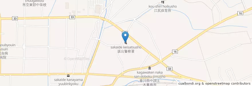 Mapa de ubicacion de 坂出警察署 en Giappone, Prefettura Di Kagawa, 坂出市.