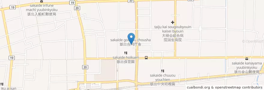Mapa de ubicacion de 坂出郵便局 en Giappone, Prefettura Di Kagawa, 坂出市.