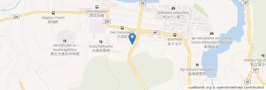 Mapa de ubicacion de 大洲地区広域消防事務組合大洲消防署 en Japon, Préfecture D'Ehime, 大洲市.