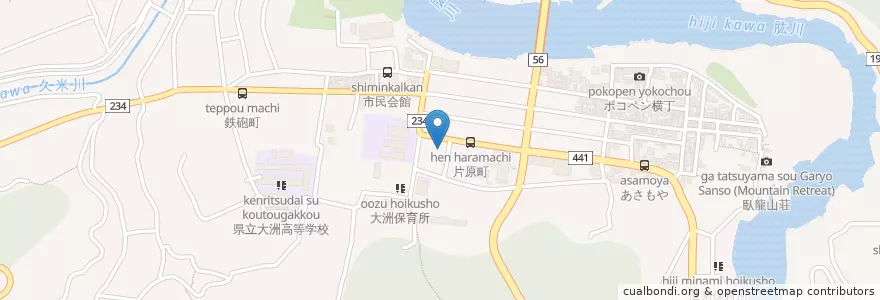 Mapa de ubicacion de 大洲警察署中央交番 en 일본, 에히메현, 大洲市.