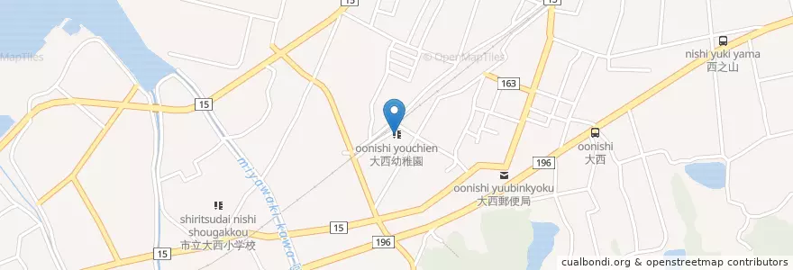 Mapa de ubicacion de 大西幼稚園 en Japonya, 愛媛県, 今治市.