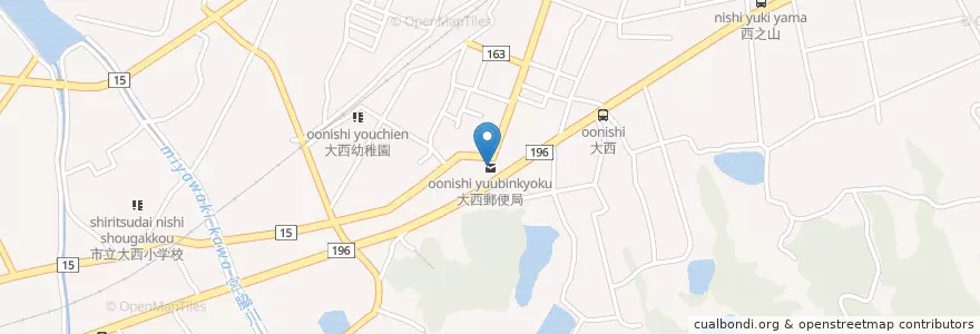 Mapa de ubicacion de 大西郵便局 en Japan, Ehime Prefecture, Imabari.