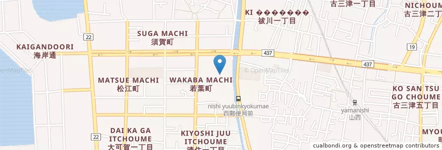 Mapa de ubicacion de 市立三津浜中学校 en اليابان, 愛媛県, 松山市.