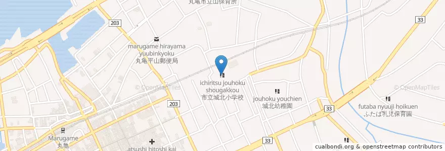 Mapa de ubicacion de 市立城北小学校 en Japan, 香川県, 丸亀市.