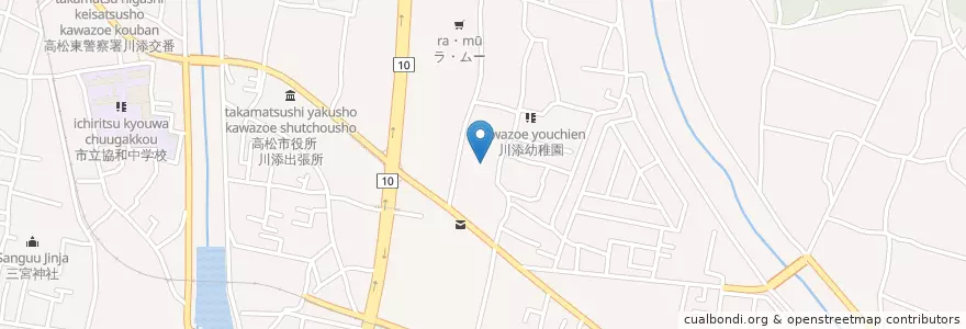 Mapa de ubicacion de 市立川添小学校 en 일본, 가가와현, 高松市.