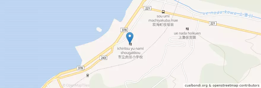 Mapa de ubicacion de 市立由並小学校 en 日本, 愛媛県, 伊予市.