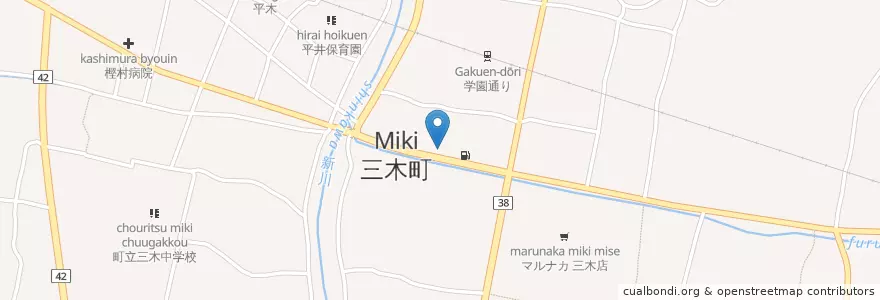 Mapa de ubicacion de 平木郵便局 en Giappone, Prefettura Di Kagawa, 木田郡, 三木町.