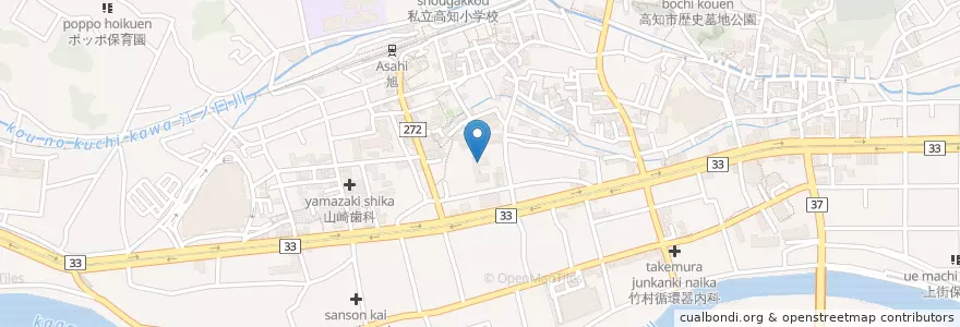Mapa de ubicacion de 愛育会保育園 en Japan, 高知県, 高知市.
