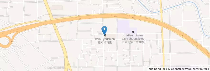 Mapa de ubicacion de 慶応幼稚園 en اليابان, 愛媛県, 松山市.
