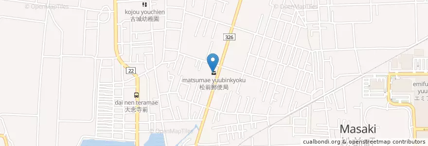 Mapa de ubicacion de 松前郵便局 en Japonya, 愛媛県, 伊予郡, 松前町.