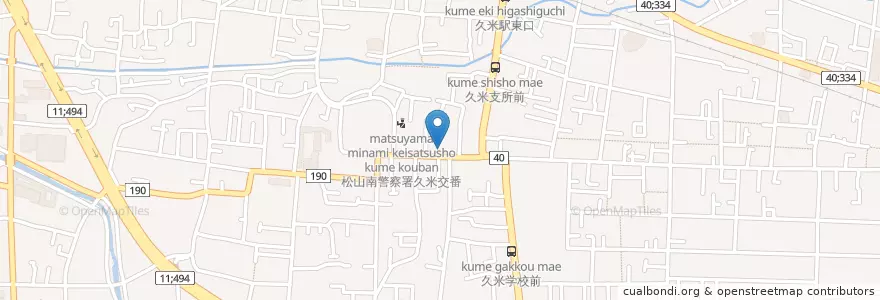 Mapa de ubicacion de 松山久米郵便局 en Japon, Préfecture D'Ehime, 松山市.