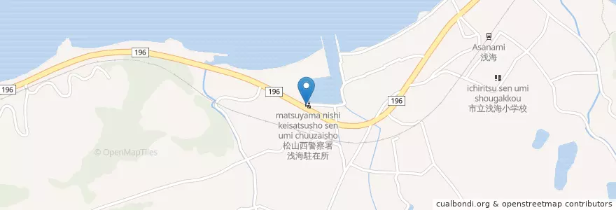Mapa de ubicacion de 松山西警察署浅海駐在所 en Japonya, 愛媛県, 松山市.