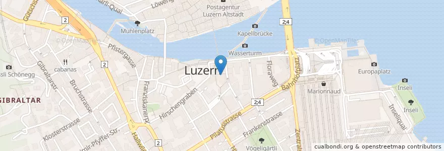 Mapa de ubicacion de Wirtschaft zur Ente en Svizzera, Lucerna, Luzern.