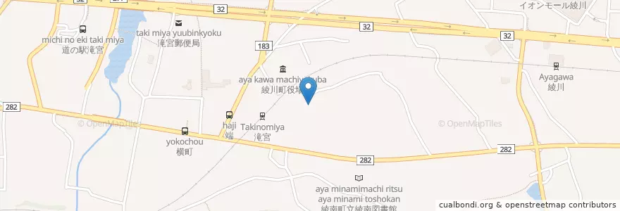 Mapa de ubicacion de 滝宮総合病院 en 日本, 香川县, 绫歌郡, 绫川町.