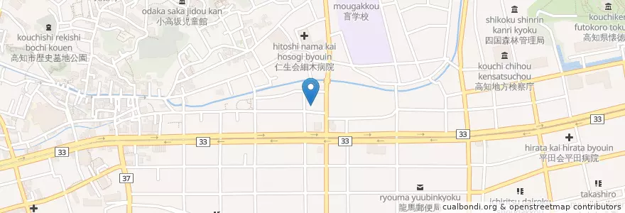 Mapa de ubicacion de 瑞洋会田中整形外科病院 en 日本, 高知県, 高知市.