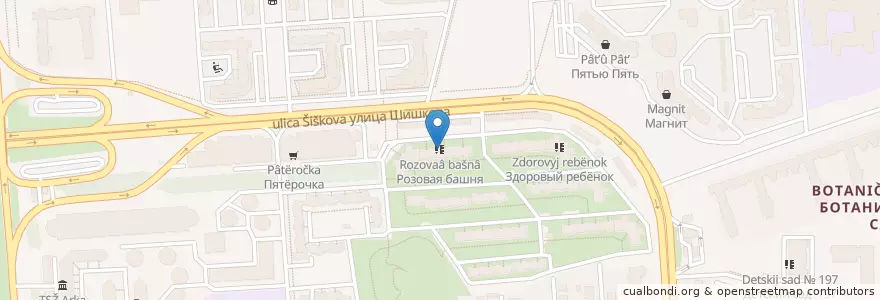 Mapa de ubicacion de Розовая башня en Rusia, Distrito Federal Central, Óblast De Vorónezh, Городской Округ Воронеж.