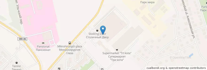 Mapa de ubicacion de Крытая автостоянка en 俄罗斯/俄羅斯, 远东联邦管区, 哈巴罗夫斯克边疆区, 伯力市.