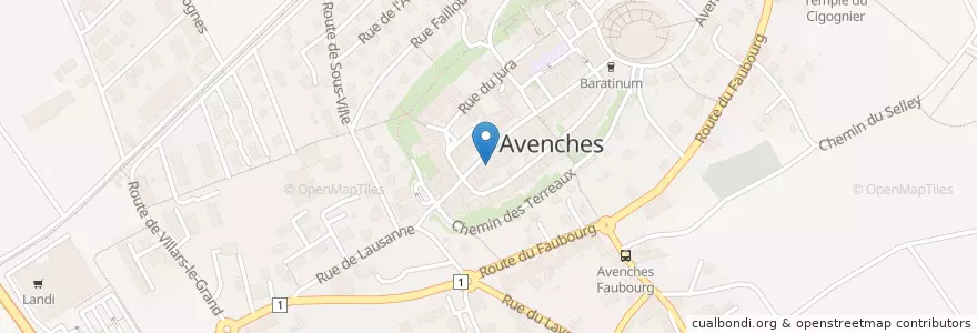 Mapa de ubicacion de Les Arcades en 스위스, Vaud, District De La Broye-Vully, Avenches.