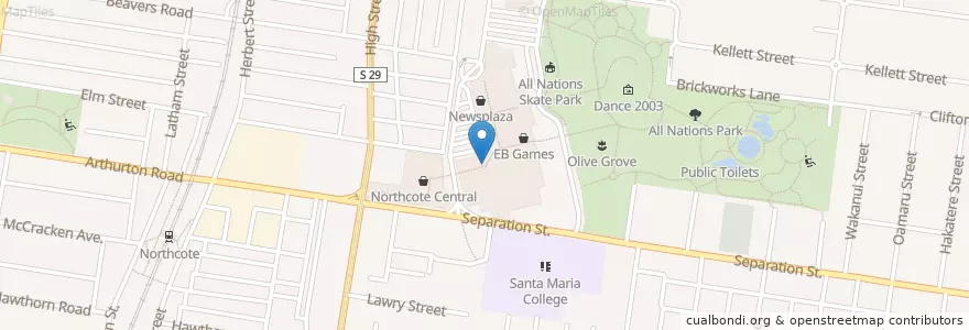 Mapa de ubicacion de NAB en Avustralya, Victoria, City Of Darebin.