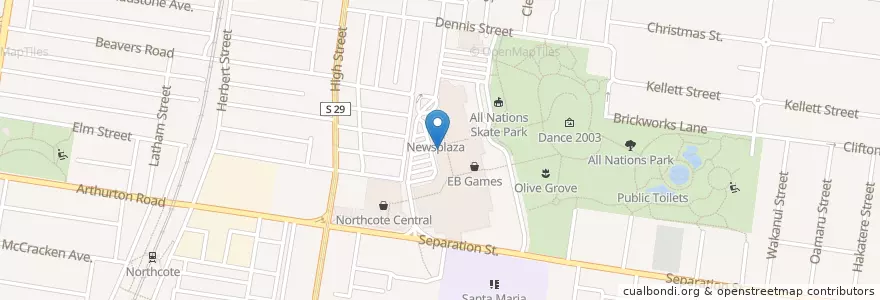 Mapa de ubicacion de Northcote Caffe Espresso en Austrália, Victoria, City Of Darebin.