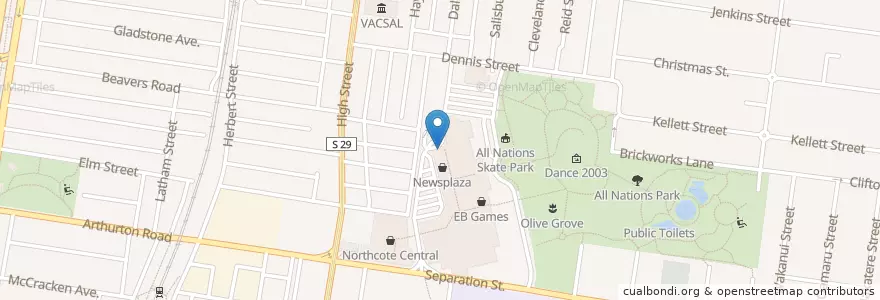 Mapa de ubicacion de Westpac en Австралия, Виктория, City Of Darebin.