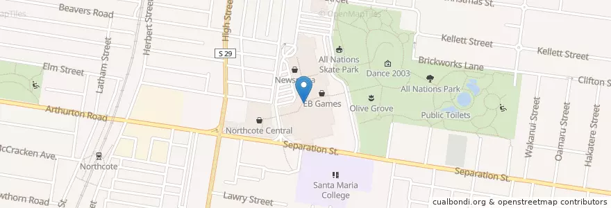 Mapa de ubicacion de Fergerson Plarre en أستراليا, ولاية فيكتوريا, City Of Darebin.
