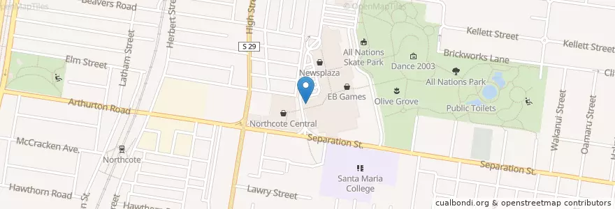 Mapa de ubicacion de BOM en Австралия, Виктория, City Of Darebin.