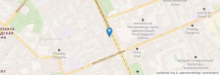Mapa de ubicacion de Санкт-Петербург en Russland, Föderationskreis Nordwest, Oblast Leningrad, Sankt Petersburg, Petrograder Rajon, Округ Кронверкское.
