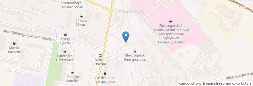Mapa de ubicacion de Совмещённый вокзал Электрогорск en روسيا, Центральный Федеральный Округ, محافظة موسكو, Городской Округ Электрогорск.