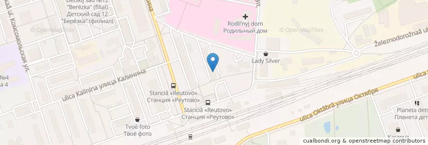 Mapa de ubicacion de Центральная городская библиотека en Rusland, Centraal Federaal District, Oblast Moskou, Городской Округ Реутов.