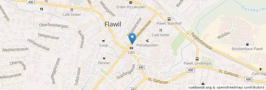 Mapa de ubicacion de Post en Schweiz/Suisse/Svizzera/Svizra, Sankt Gallen, Wahlkreis Wil, Flawil.