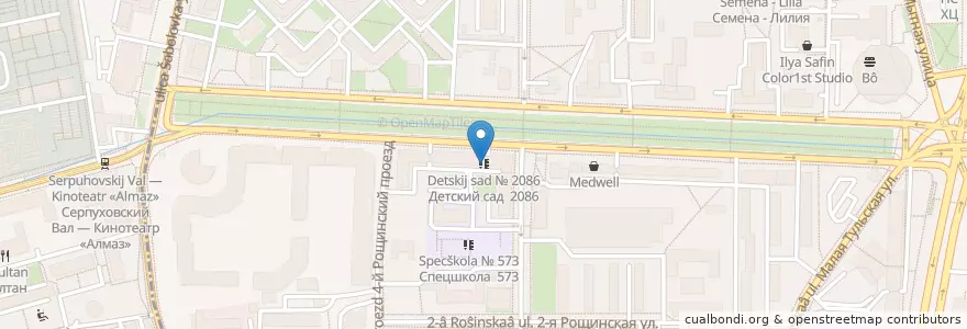 Mapa de ubicacion de Детский сад № 2086 en Rusland, Centraal Federaal District, Moskou, Южный Административный Округ, Даниловский Район.