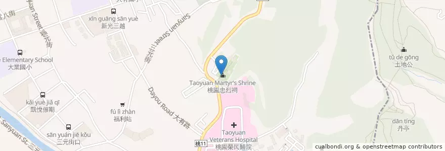 Mapa de ubicacion de 桃園忠烈祠 en تایوان, 桃園市, 桃園區.