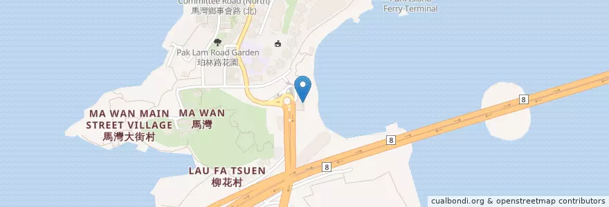 Mapa de ubicacion de 芭堤雅小島泰式餐廳 Pattaya Island Thai Restaurant en Китай, Гонконг, Гуандун, Новые Территории, 荃灣區 Tsuen Wan District.