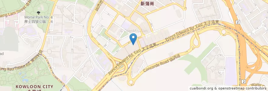 Mapa de ubicacion de 新蒲崗（譽·港灣） San Po Kong (The Latitude) en Китай, Гуандун, Гонконг, Новые Территории, Цзюлун, 黃大仙區 Wong Tai Sin District, 九龍城區 Kowloon City District.