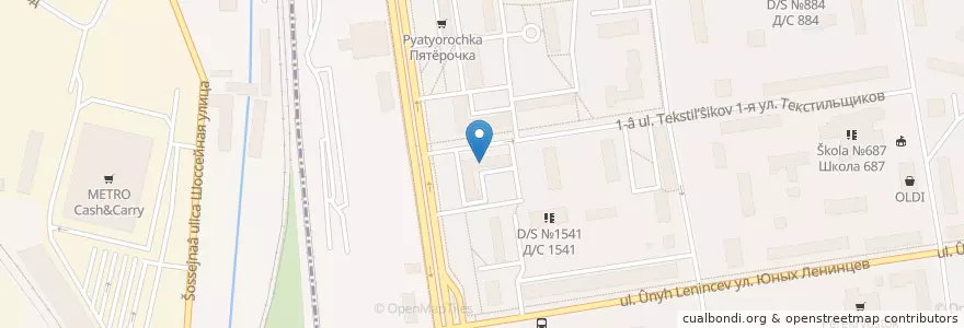 Mapa de ubicacion de ЦППРиК "Крестьянская застава" en Rusia, Distrito Federal Central, Москва, Юго-Восточный Административный Округ, Район Текстильщики.